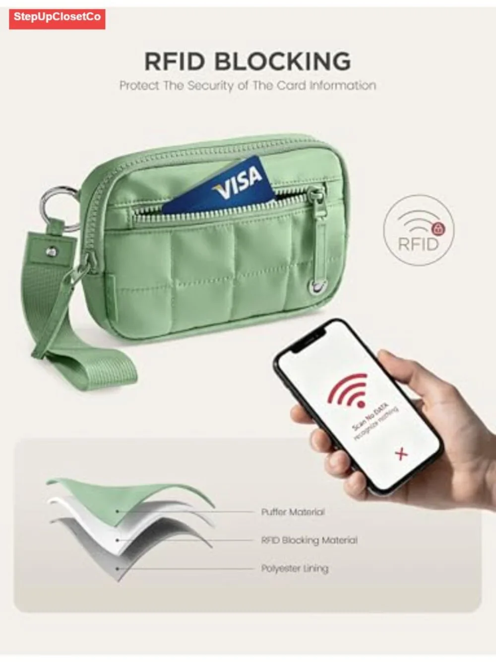RFID Blocking Zip Around Wristlet Wallet with Phone Pocket